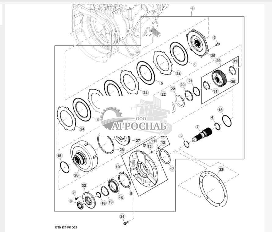 Сцепление картера коробки передач двигателя, двигатели Tier 2 объемом 6,8 L 